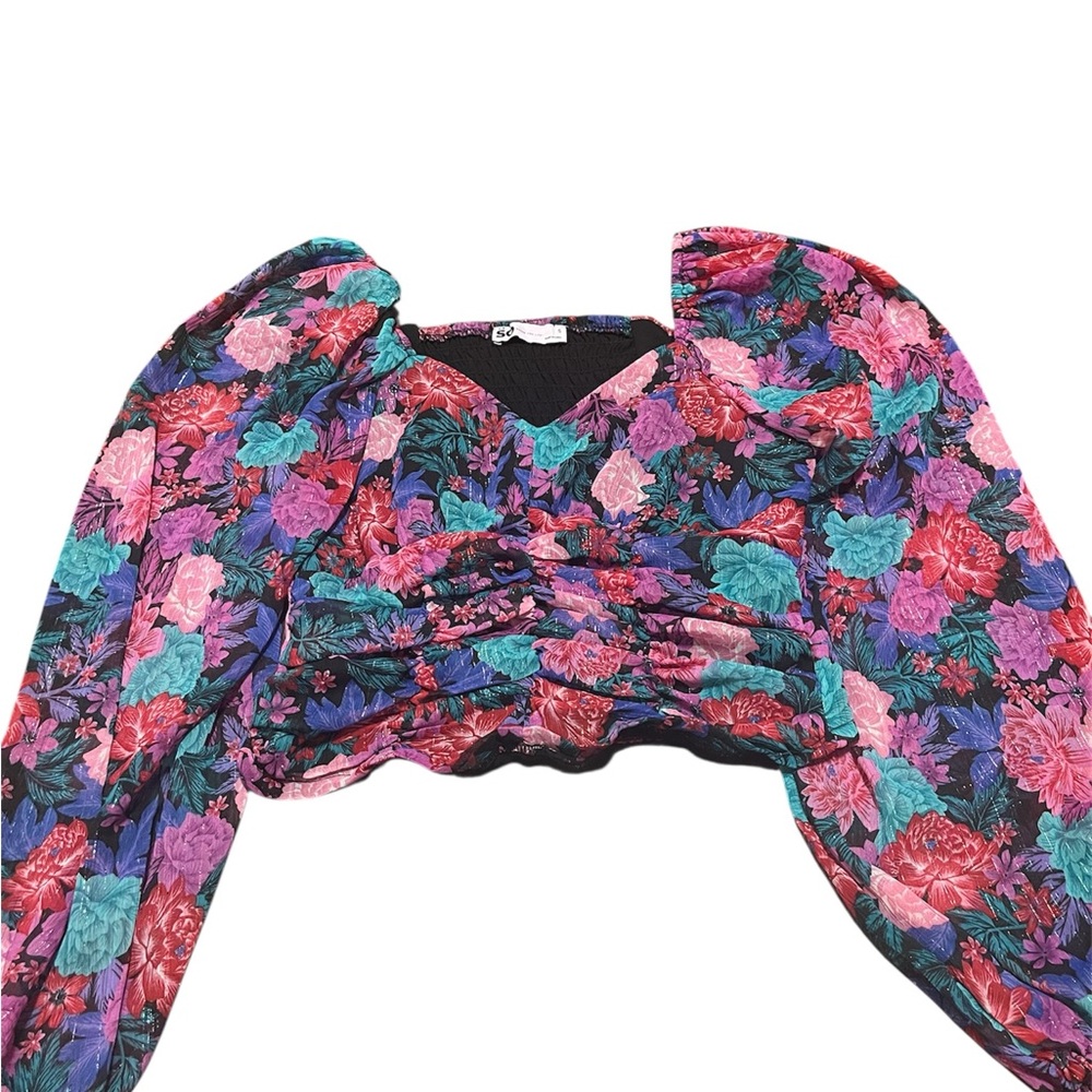SO Women’s Rushed Linen Floral Top